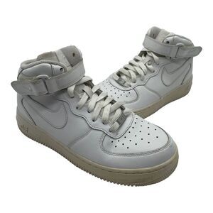 Nike Air Force 1 Mid Sneakers GS Triple White 314195-113 Kids Size 7Y Womens 8.5